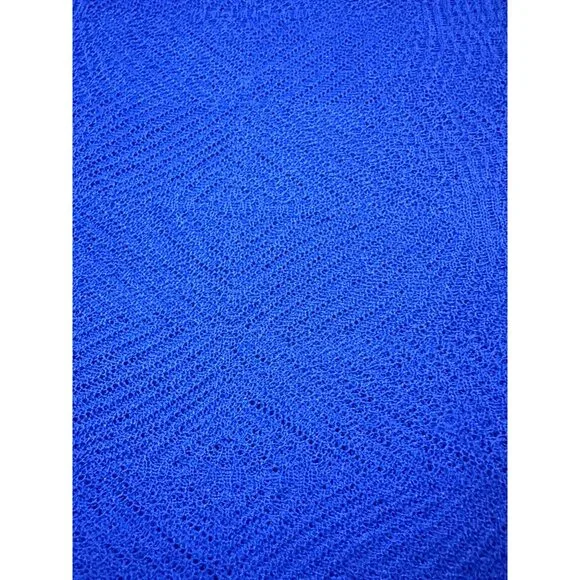 Eileen Fisher Adriatic Blue Rayon Nylon Crinkle Diamond Tunic Sweater Top M - Picture 4 of 9